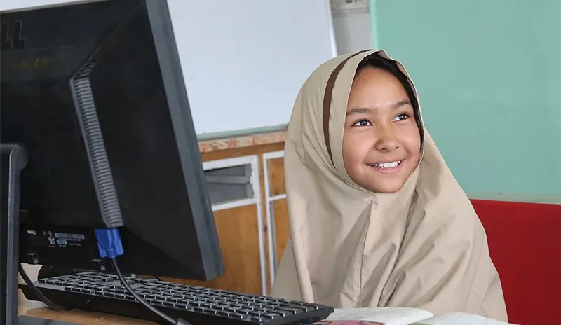 Home Girl Studying Computer