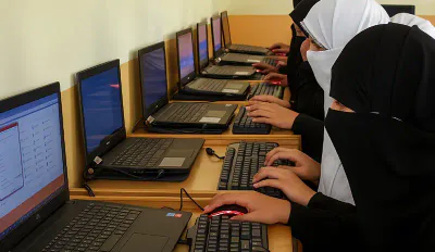 Home Girls Studying Computer