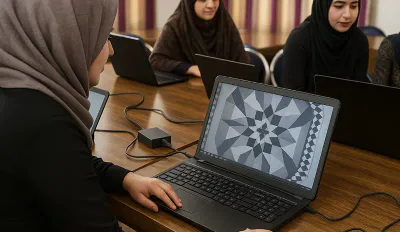 Home Group Girls Studying Computer